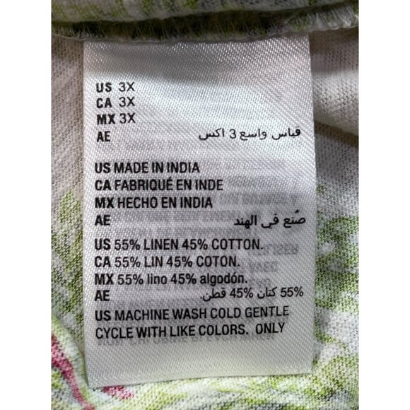 Charter Club Luxury Linen Blend Tank Top Flamingo Palm Print 3X Made In India - Picture 11 of 11